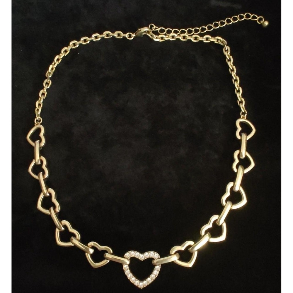 Avon Gold Tone Clear Rhinestone Sweetheart Necklace Choker